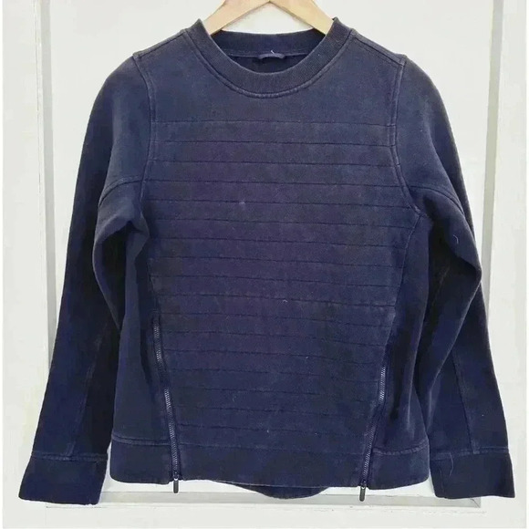 Lululemon Navy Blue Crewneck Sweatshirt  with Two Front Zippers S - Picture 1 of 11